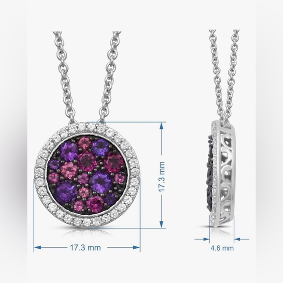 Multi-Gemstone Circle Pendant in .925 Sterling Silver $299 - Picture 2 of 8